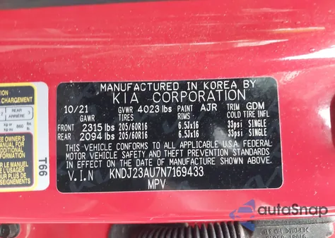 2022 Kia Soul Lx from USA, damaged, VIN KNDJ23AU7N7169433